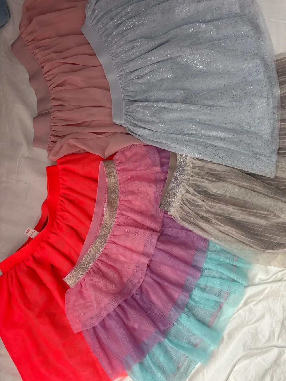 Girls' Glitter Tulle Skirt Set - Pink, Light Blue, Gray, Coral
